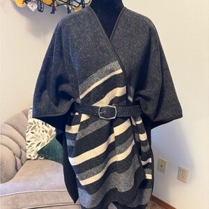 Ike Behar Black and Gray poncho